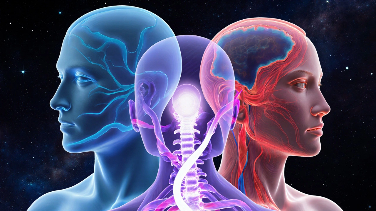 Abstraktní znázornění pěti tantrických technik spojených v jednom toku energie.