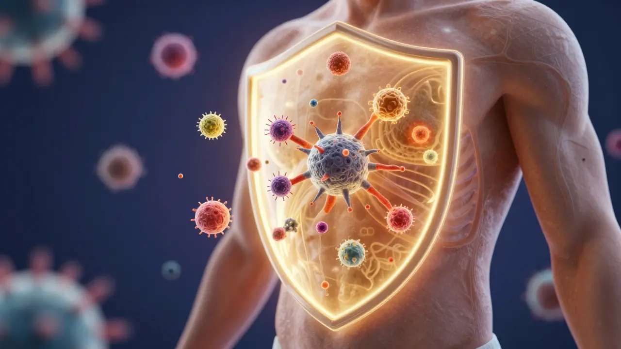 Konceptuální znázornění zdravé kůže jako ochranné zlaté bariéry proti infekcím.